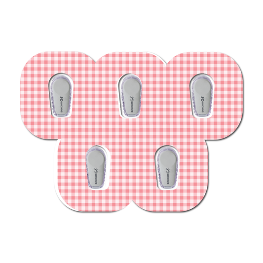 Strawberry Coquette Dark Gingham 5 Pack CGM Patches