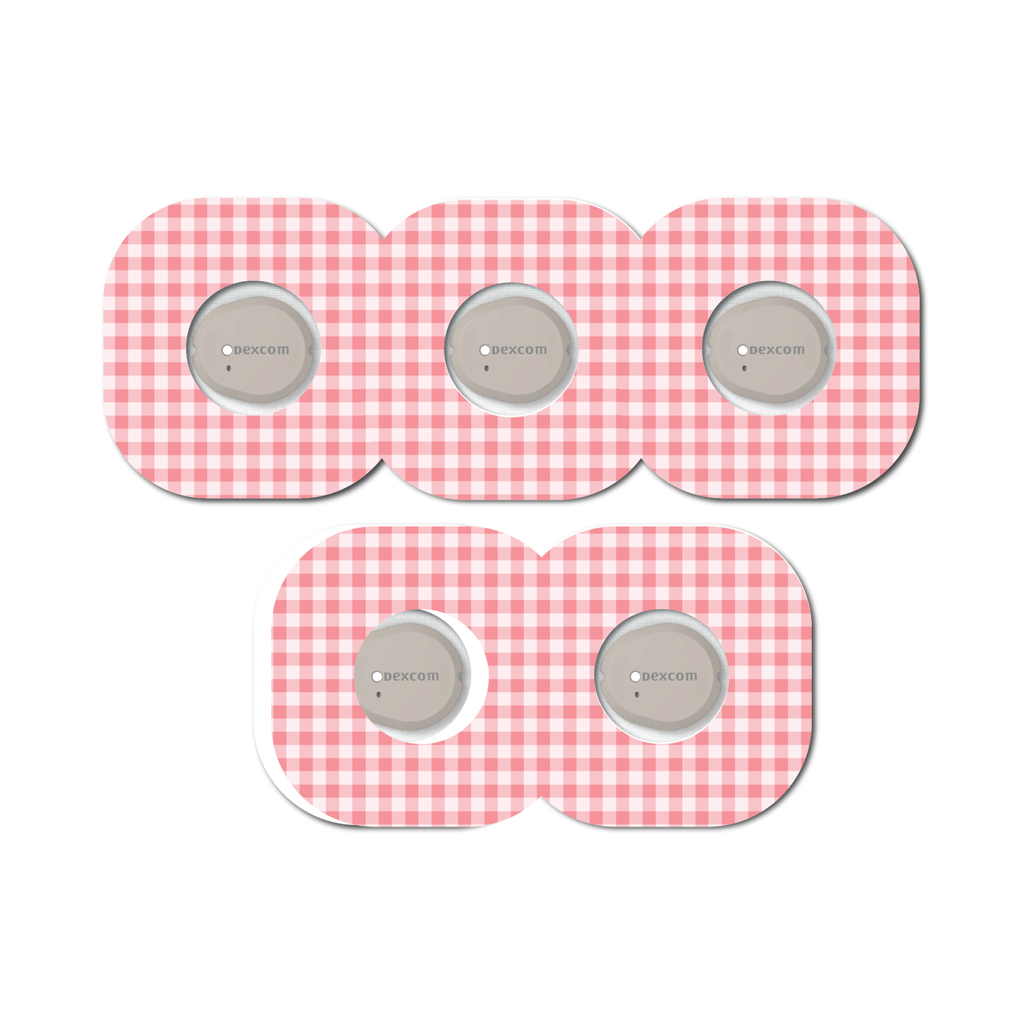 Strawberry Coquette Dark Gingham 5 Pack CGM Patches