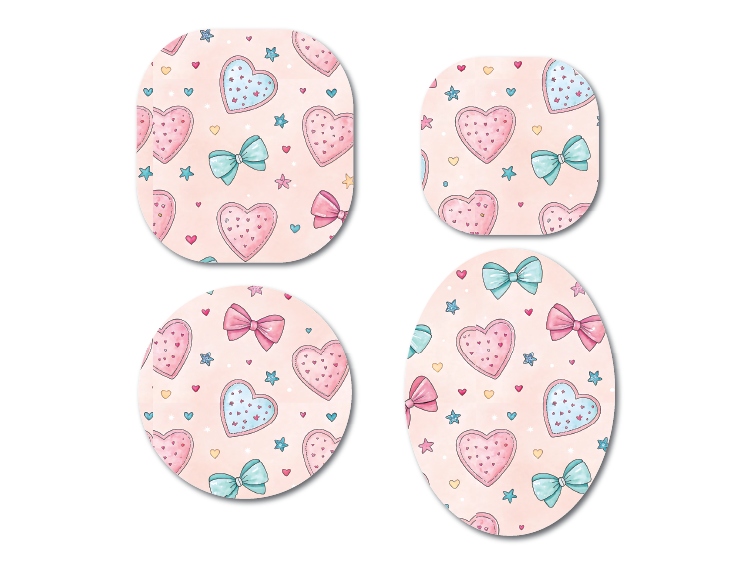 Bows and Hearts CGM Decorative Over Patch (No Hole)