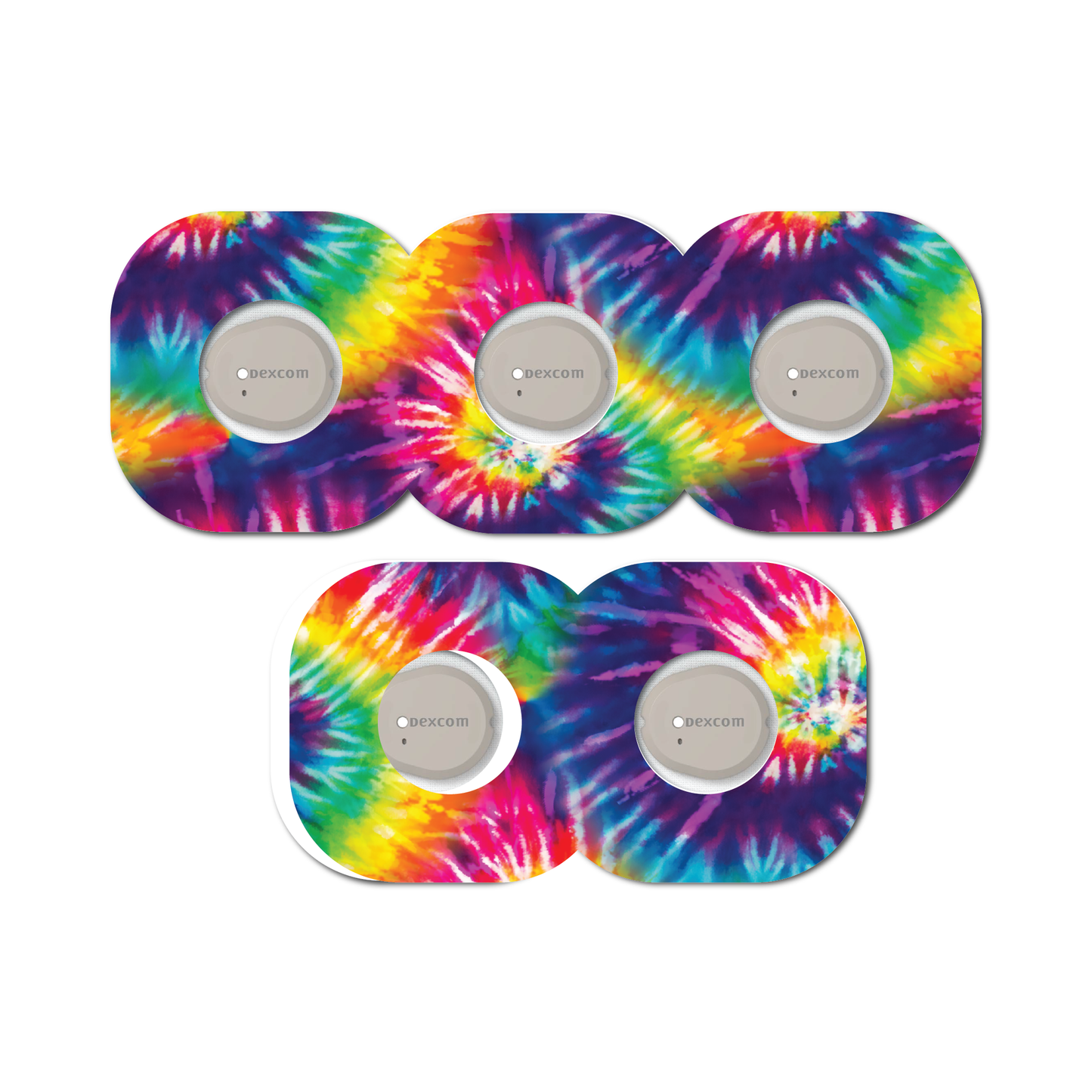 Retro Tie Dye 5 Pack CGM Patches